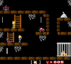Another map of the game with platforms, enemies, two little girls and a dog